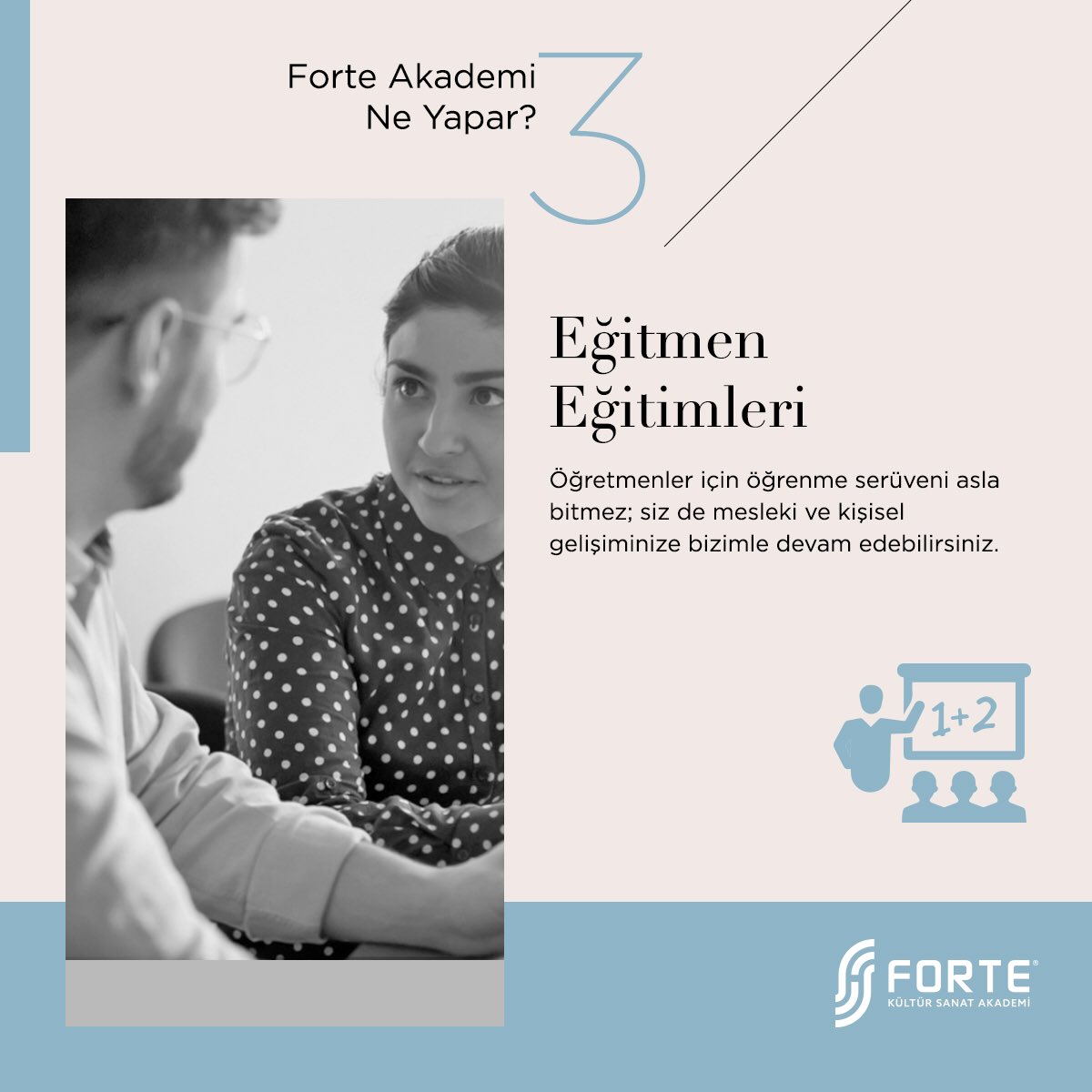 forteakademi's tweet photo. Kaliteli eğitim, kaliteli ve yetkin eğitmenler tarafından sağlanabilir.
#ForteAkademi olarak Türkiye’nin her noktasında anaokulundan üniversiteye kadar tüm kademe öğretmenlerine, akademik kadrolarımızla branş eğitimleri veriyoruz.
#egitmenegitimi #hizmeticiegitim #akademikegitim https://t.co/QKW0Qj6Etu
