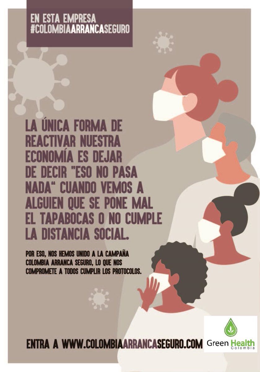 Nos unimos a #ColombiaArrancaSeguro porque en GREEN HEALTH COLOMBIA creemos que solo cuidándonos e inspirando a otros a que se cuiden podemos salir adelante <a href="/CoArrancaSeguro/">Colombia Arranca Seguro</a>⬇️