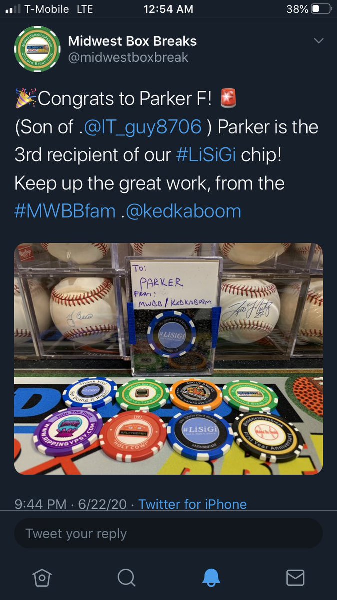 Parker finally hit his goal and got a sweet deal from  @SharpEdgesCards and boy did they hook him up!  @midwestboxbreak got him in his 1st break and he hit an auto card and was blessed to receive a  #LiSiGi chip too!!!