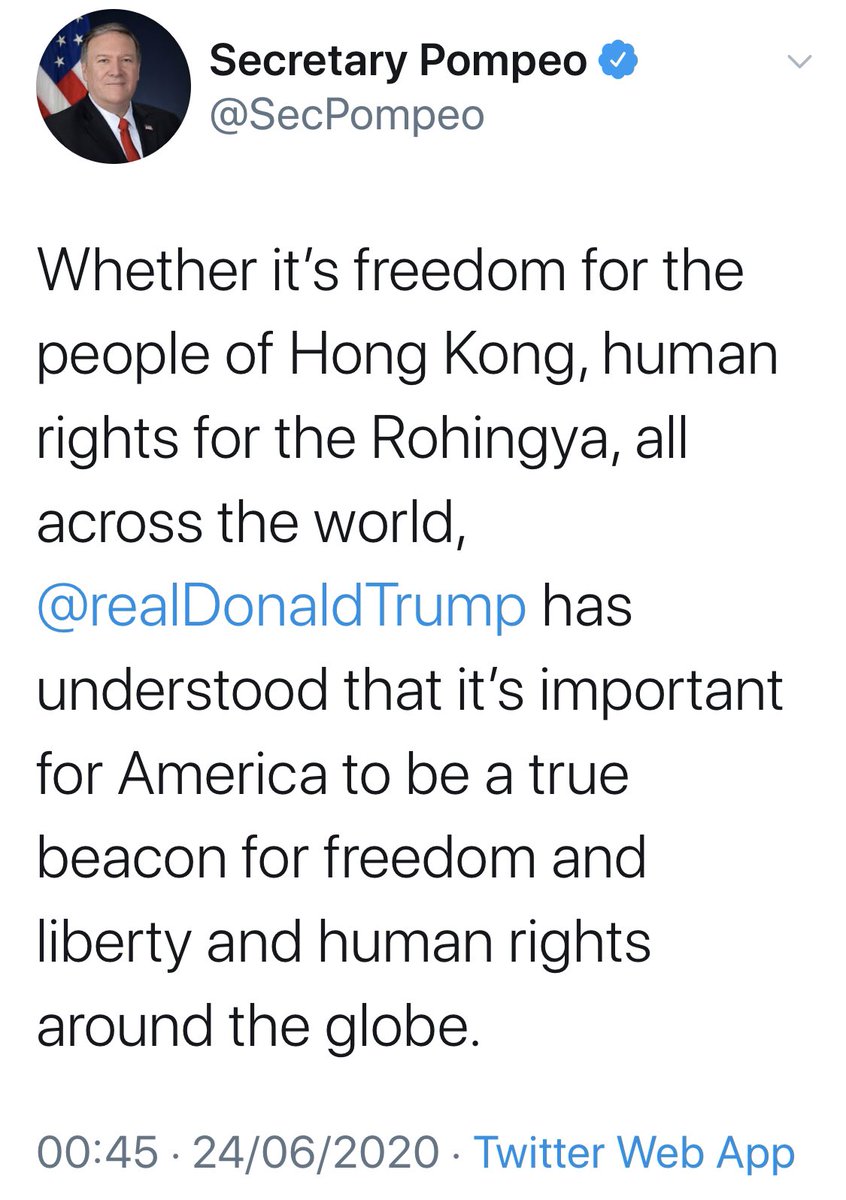 No, Trump’s been a disaster for human rights across the world: praising dictators, undermining international bodies that can protect rights… And a disaster for human rights at home, too: locking kids in cages, attacking the free press, threatening protesters with violence...