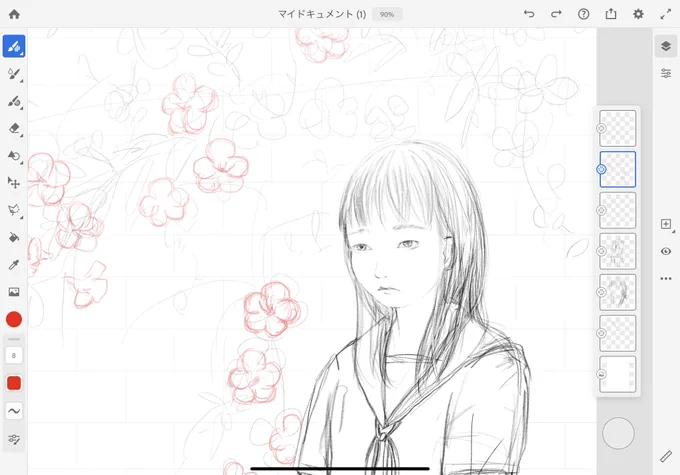 試しに、下書きをiPadでやってみる。 