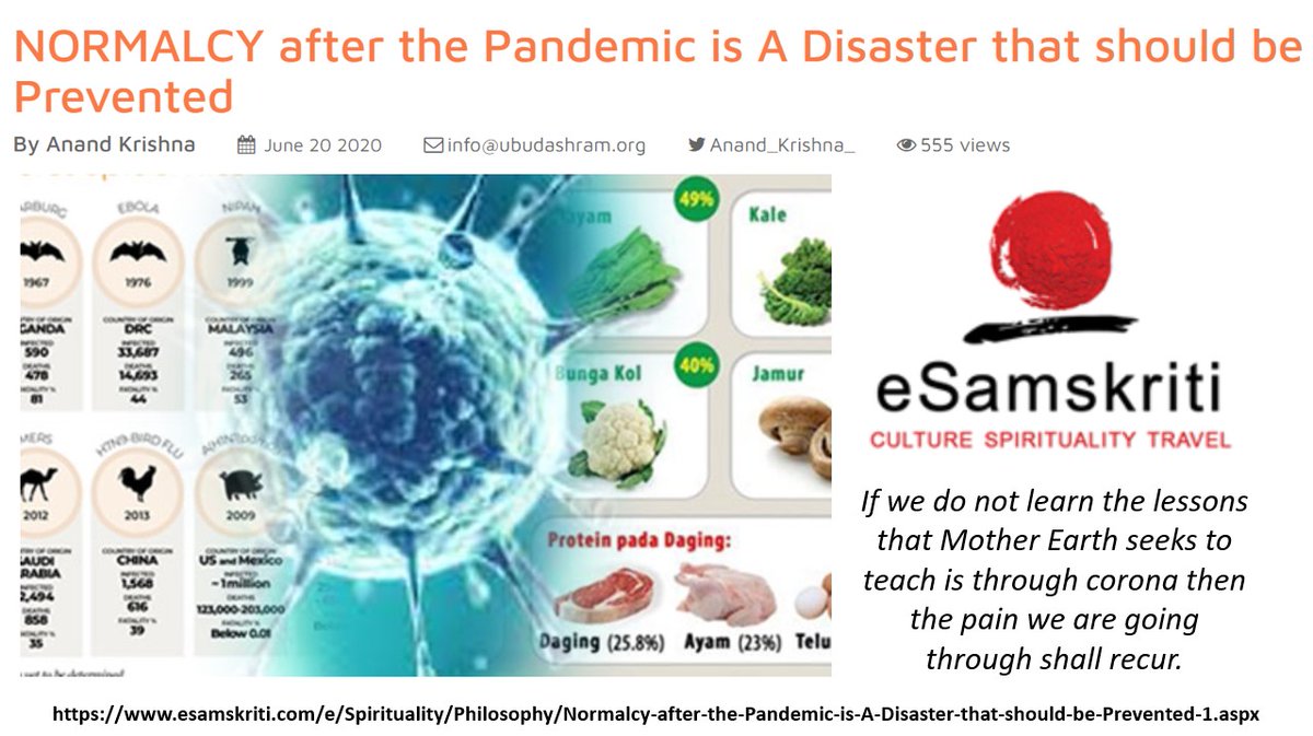 This is the time to WAKE UP!

NORMALCY after the #Pandemic is A Disaster that should be Prevented | Guruji @Anand_Krishna_ 

Click bit.ly/2YtdZE8

#Humanity #COVID19 #COVID19Update #MotherEarth #EarthHealing #Healing #CoronaKaruna #Peace #Love  #Compassion #Vegetarian