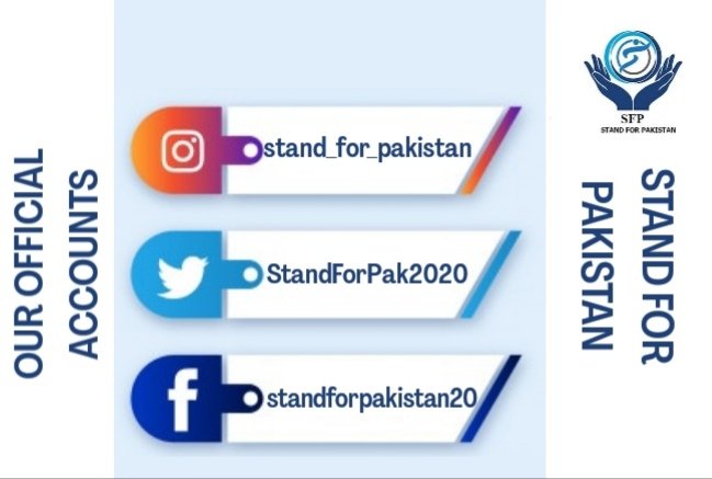 StandForPak2020's tweet photo. Following are the official social media handles for SFP. 
Please follow up the mentioned accounts only and help us reach out to people as much as possible. 
Any other account linked with our name is not ours and we do not endorse it.
#StandForPakistan #SFP #SFP20 https://t.co/g3eRlLSws2