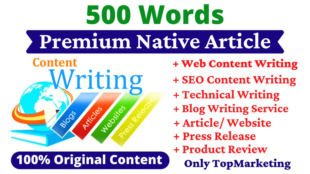 emmymarkum9688's tweet image. 500 Word Premium Native Article Writing, Blog Writing, Health, Business, SEO Content Writing Service for $3

a.seoclerks.com/linkin/226993/…

#Articlewriting #Article #Contentrewrite #Seo #Health #Business #serp #search #submission #searchenginesubmission #webtraffic #organic #HowTo
