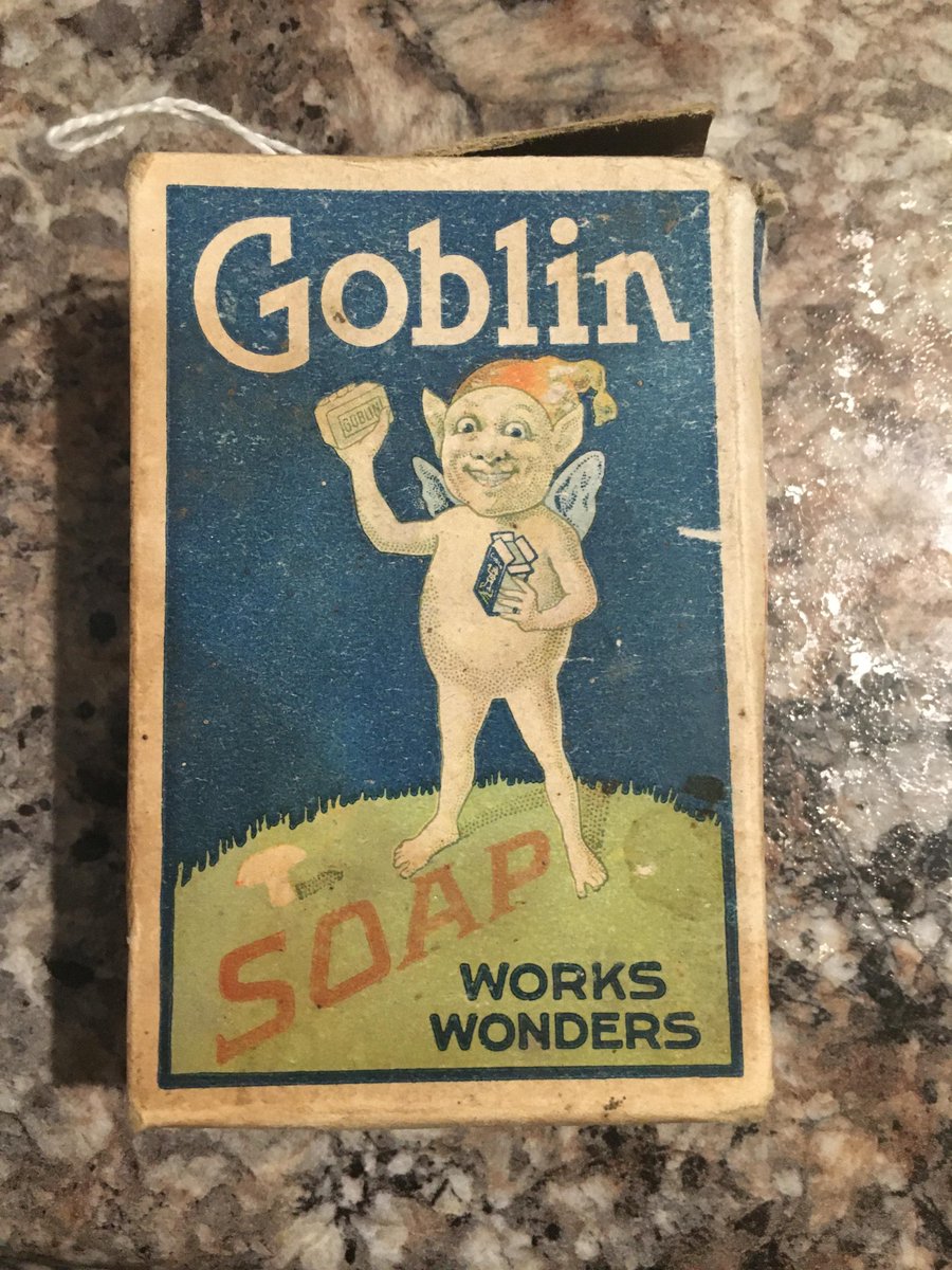A cardboard box cover for a bar of Goblin brand soap.