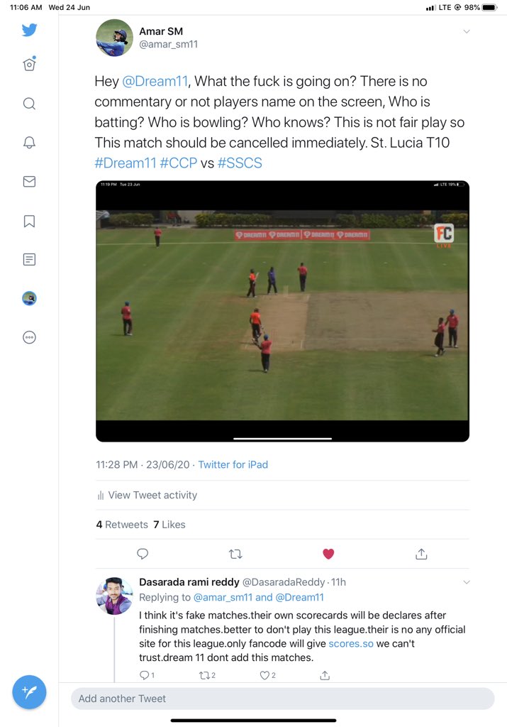 ChhatronKiVoice's tweet photo. @shubhamgirhale @dream11_expertt @STLUCIAT10BLAST @Dream11 See my first tweet time regarding this match. I had tweeted for cancellation of this match before coming of this fake scorecard https://t.co/1wTGqRvWrr