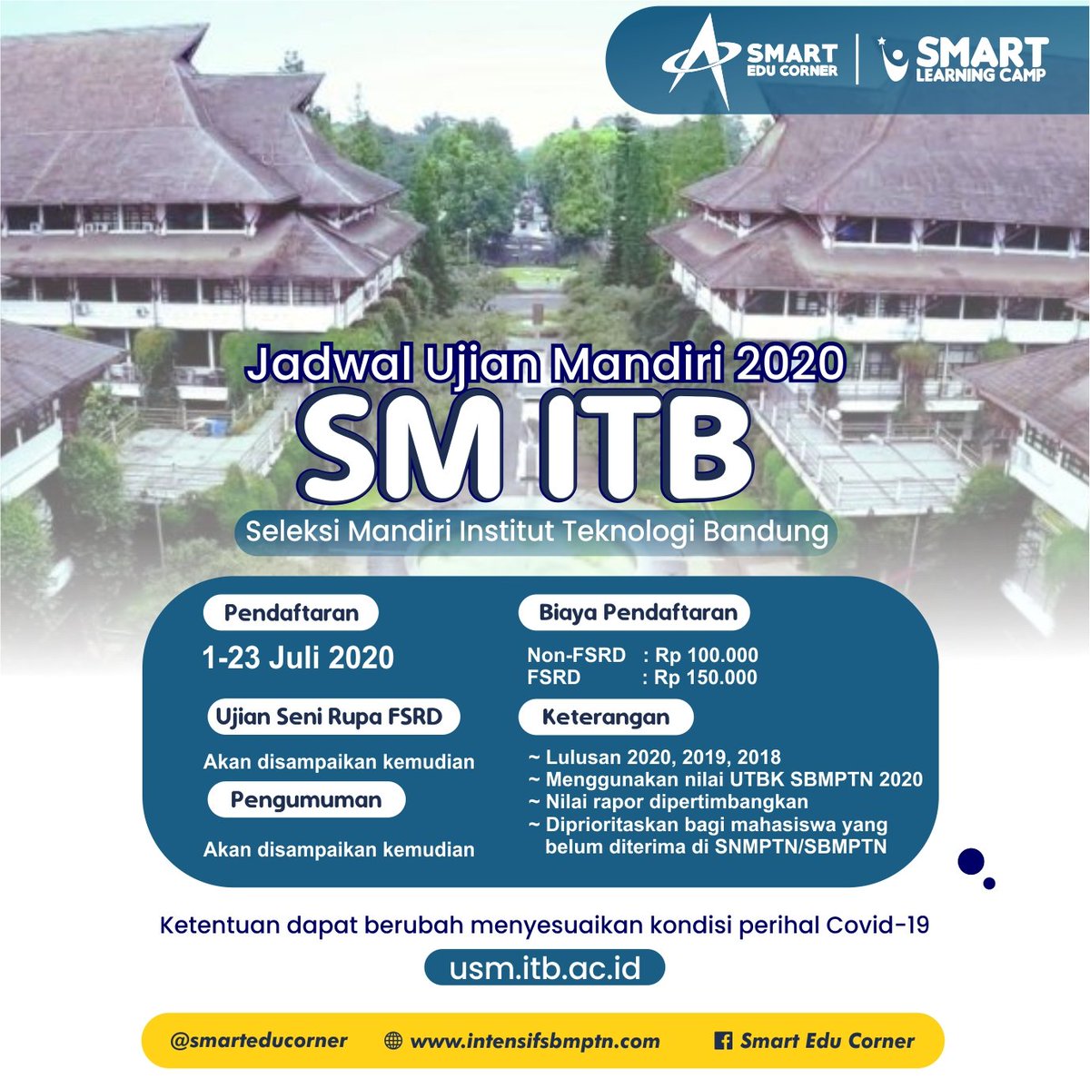 bbmk_id's tweet photo. Jadwal Ujian Mandiri 2020
More info untuk yang mau daftar SM ITB 2020.. Bisa langsung cek di https://t.co/TLHmYQBts6 https://t.co/H6Wwas5f8Z
