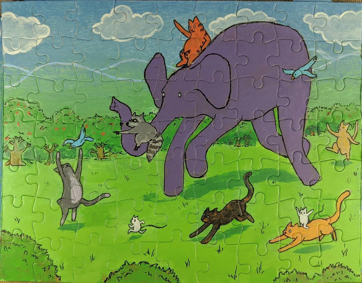 sethdraaws's tweet photo. "Going to the Animal Party"   You can buy blank puzzles and paint stuff on them. I know I sure did. - Acrylic on... puzzle matter https://t.co/YBgy3zqmLb