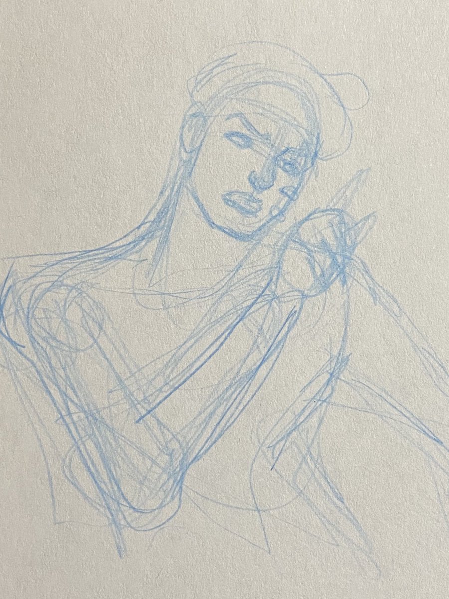 For those who don't know, Araki gesture sketches his figures and their anatomy, only stopping when it "looks right." Then the pencil is used for the VERY rough lines, you wouldn't see any shading or detail like eyelashes or  pupils. These sketches ROUGHLY fills some of those in 