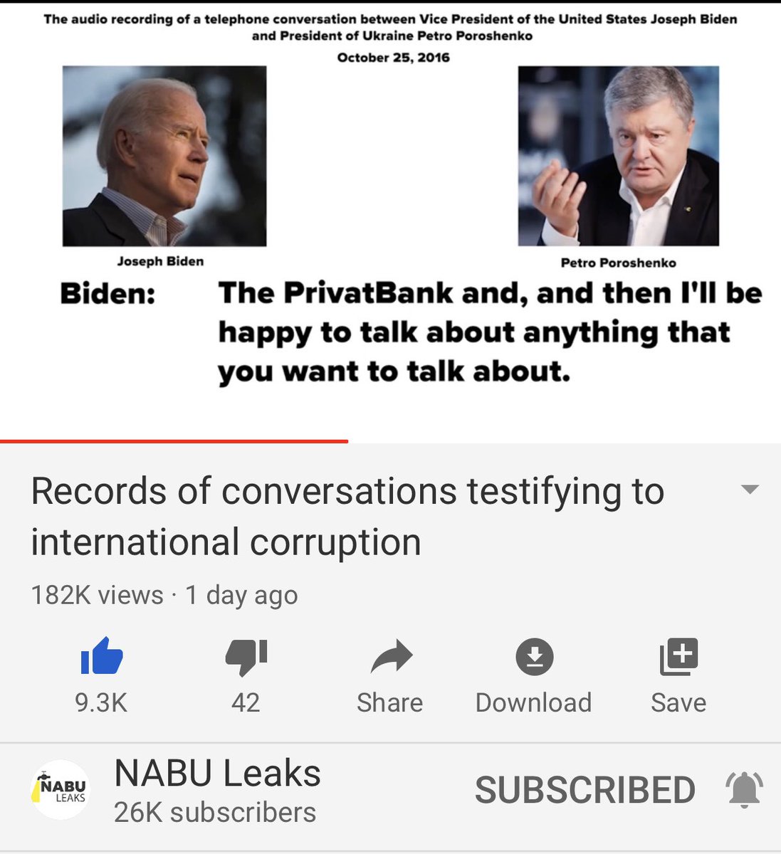 Ok this is the Oct 2016 convo between Biden and Poroshenko where Biden wants to hear how the reorg of the bank is going - Privat Bank which is really the Bank OBiden if we are being honest