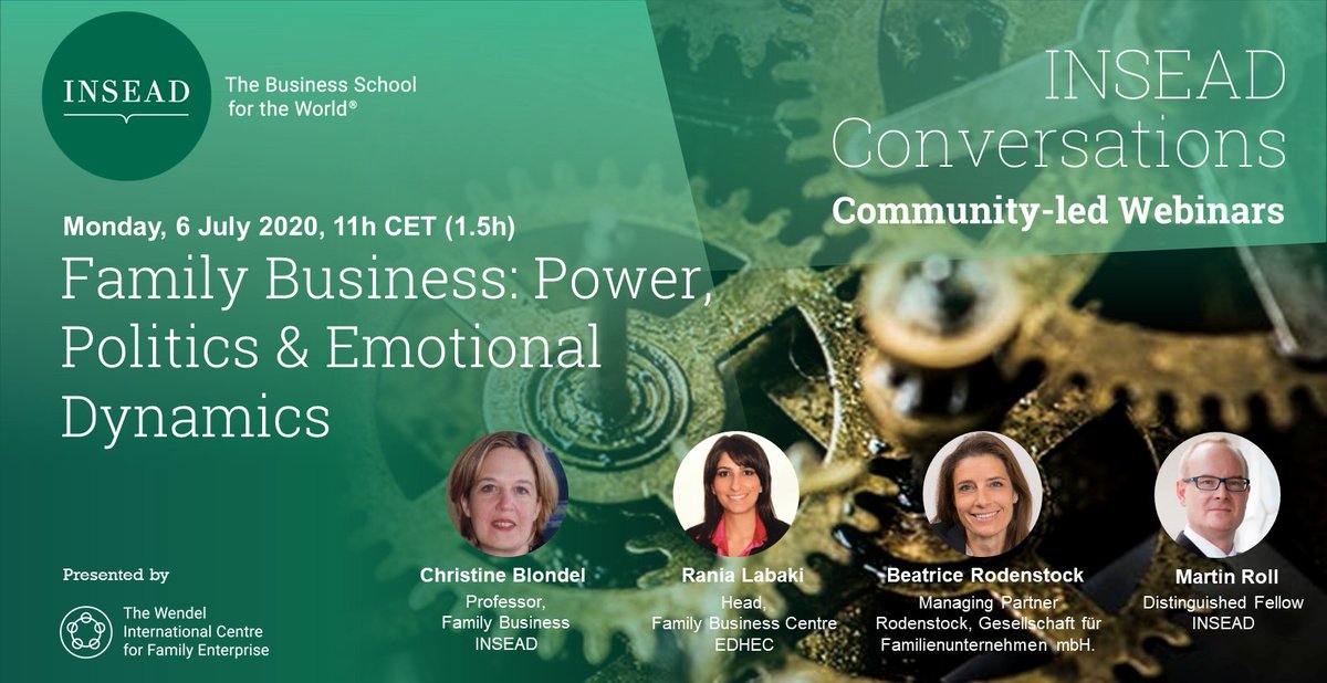 ranialabaki's tweet photo. Join me for a timely @InseadFB conversation about #power #politics and #emotions dynamics in #familybusiness, alongside Christine Blondel, Beatrice Rodenstock and @MartinRoll ! 
To register: https://t.co/Aka7tB10CG
@EDHEC_BSchool @EDHEC_fbc @INSEADKnowledge @LGAssoc @INSEAD https://t.co/NDZUAHsTst