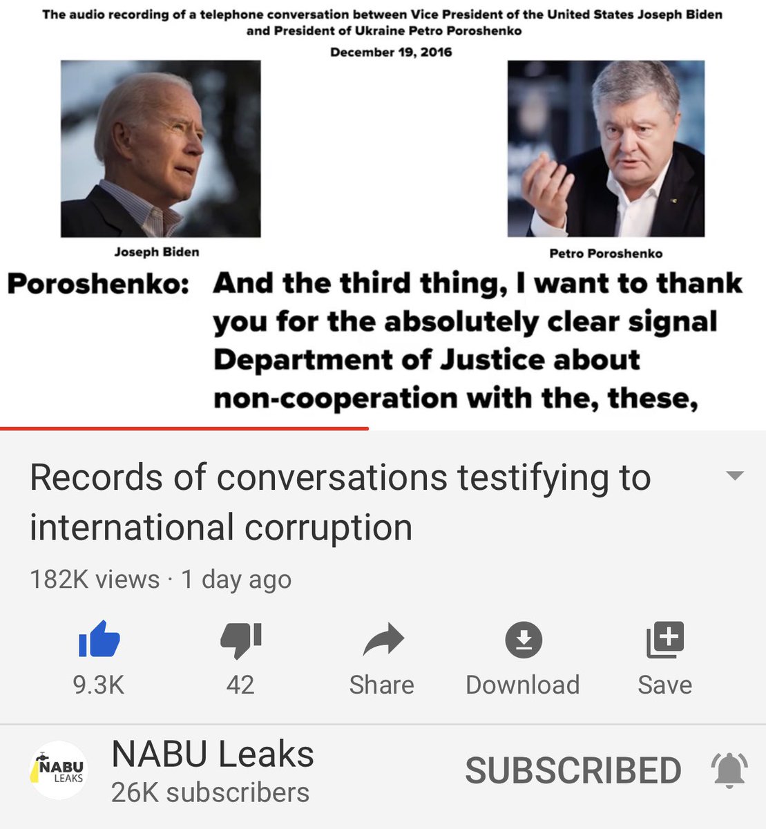 Dec 2016 call. Think back. Biden knew that Trump was taking over in a month but yet he still doesn’t seem to give zero fucks. Here’s Poroshenko thanking Biden for the “clear signal” which we’ve heard a few times now. He’s discussing how Onyshchenko might be cooperating w/the FBI