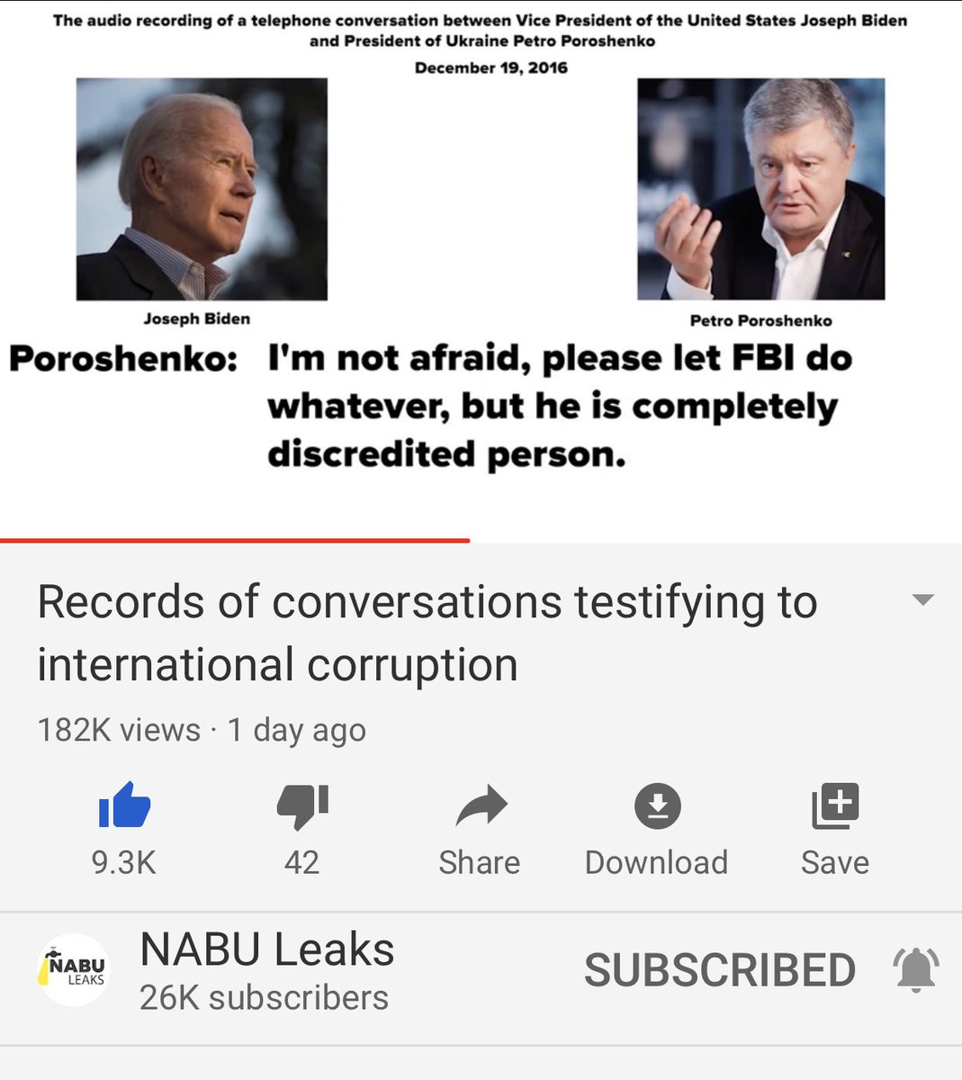 Dec 2026 call cont’d where Poroshenko says let the FBI investigate becuz Onyshchenko is a discredited person but he’s asking Biden for reassurance that the FBI Isn’t investigating. Biden says no but he will double check to be sure