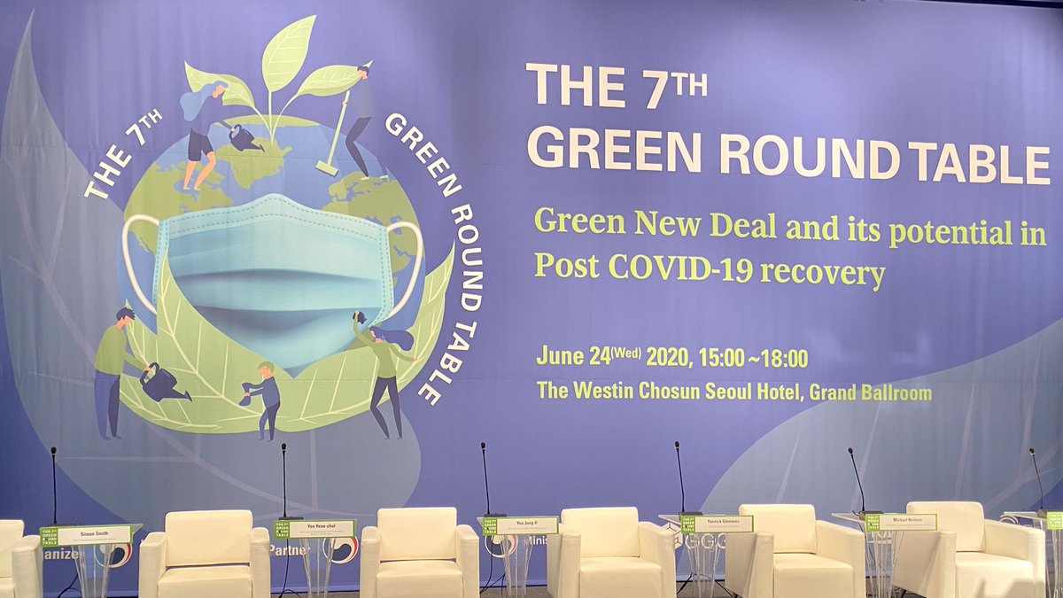 OtariB's tweet photo. Attending 7th #GreenRoundTable, important remarks have been made by the speakers - Minister HE Kang Kyung-wha @MOFAkr_eng &amp; HE Ban Ki-moon President&amp;Chair of @gggi_hq, emphasis on green growth, global solidarity, #SDGs, #P4G &amp; Post #COVID-19 recovery, @MFAgovge https://t.co/LjAuQbfMRQ