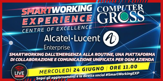andreacreativo's tweet photo. #Smartworking: piattaforma di collaborazione e #UnifiedCommunication.
Di questo si parlerà oggi #24giugno alle 11:00 con Alcatel-Lucent al webinar di #SmartworkingEXP, l'hub di @ComputerGross.
Qui per registrarsi https://t.co/ZnJluQ9fRc
#ad #tech https://t.co/E2ElbIGfpj