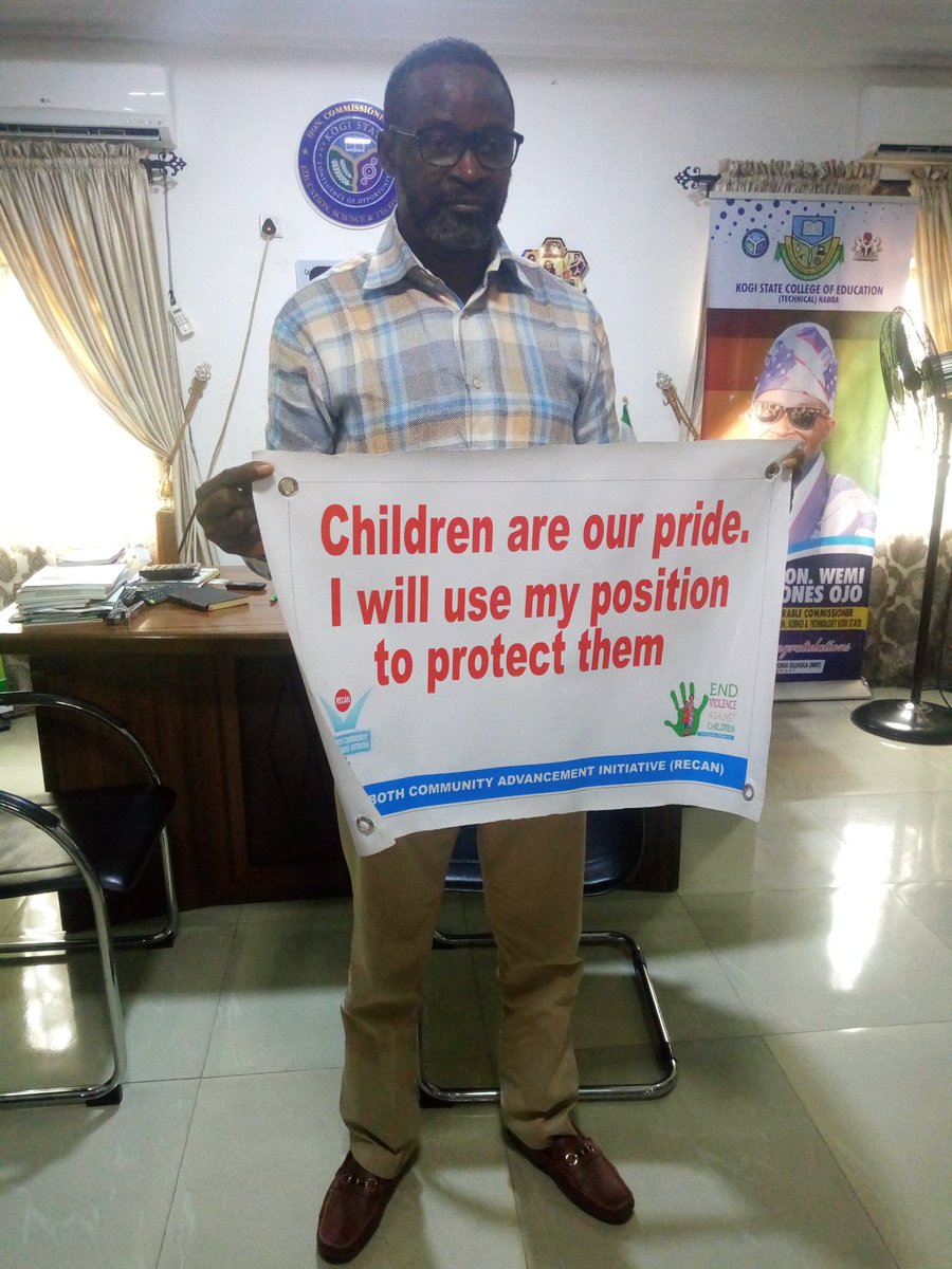RECAN45308847's tweet photo. @wemijones2019 thank you for your commitment to use your position as the Hon. Commissioner Education Science and Technology to support the ongoing advocacy/sensitization campaign to end violence against children in schools across kogi state @savechildrenuk @FanwoKings @KogiAonn https://t.co/vyNf7nJatm