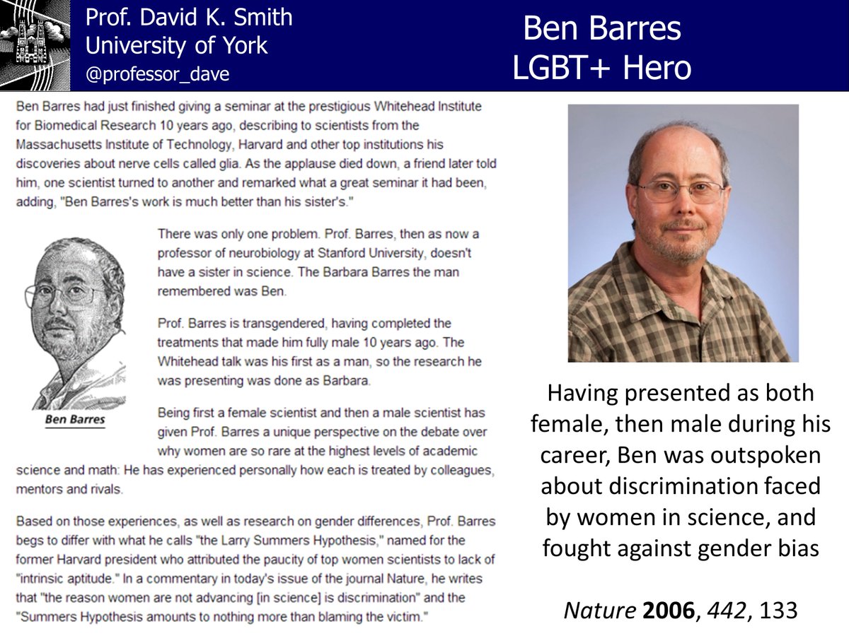 Ben was outspoken about the gender discrimination he had experienced in his earlier career. As a trans man, he was a fierce advocate and ally of feminists and spent a lot of his time fighting against gender bias in science.