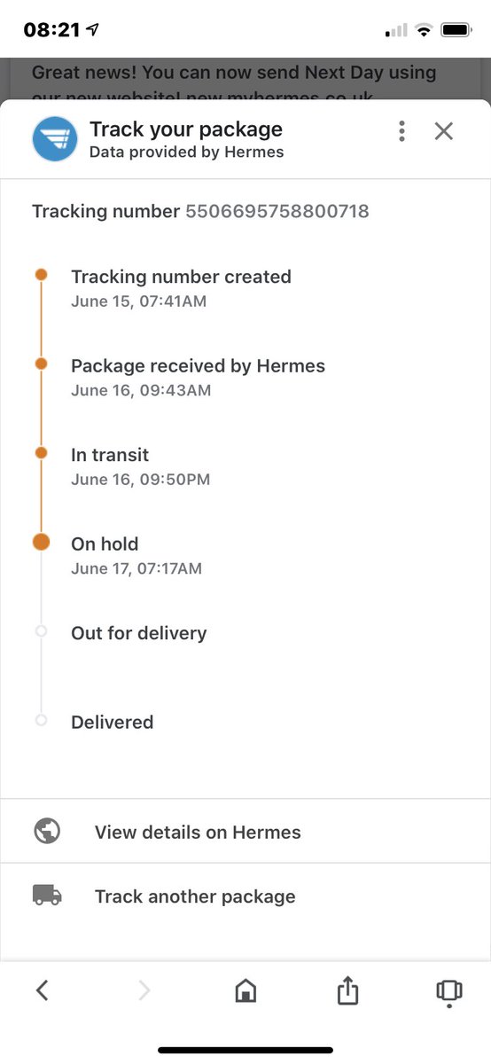 CloseGlobal's tweet image. ⁦@Hermesparcels⁩ @hermesparcels
Are you guys going under?
How can a huge parcel stop moving on the 17th with no update
- despite website, chat, email and retailer involvement no news 
- are hermes broken?

5506695758800718
Huntie@me.com
Answers please