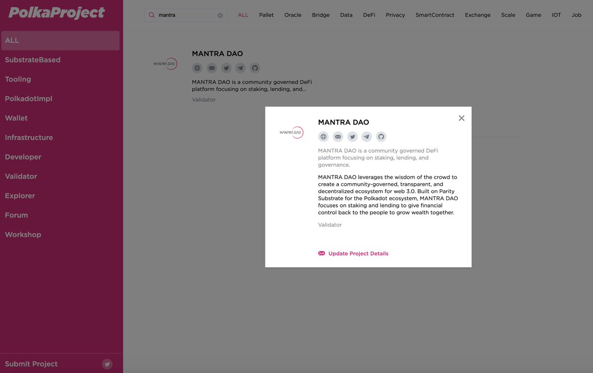 MANTRA_Chain's tweet photo. Great to be listed on @polkaprojectcom showing our ongoing commitment in progressing the @polkadotnetwork @ParityTech ecosystems! Weโre excited to share more about what weโre doing and working with the best teams out there! https://t.co/tSSxZ9eq7w