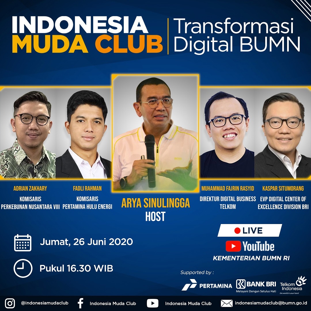 ptpni_regional5's tweet photo. Hai #kawanrolas,
Jangan lewatkan Indonesia Muda Club' Live Streaming YouTube Kementerian BUMN ya !
Catet tanggalnya :
Jumat, 26 Juni 2020
Pukul 16.30 wib
#indonesiamudaclub
#IMC
#Kbumn
#KementeriamBUMN
#PerkebunanNusantaraGrup
#PTPN12 https://t.co/yfI2cT1p9s