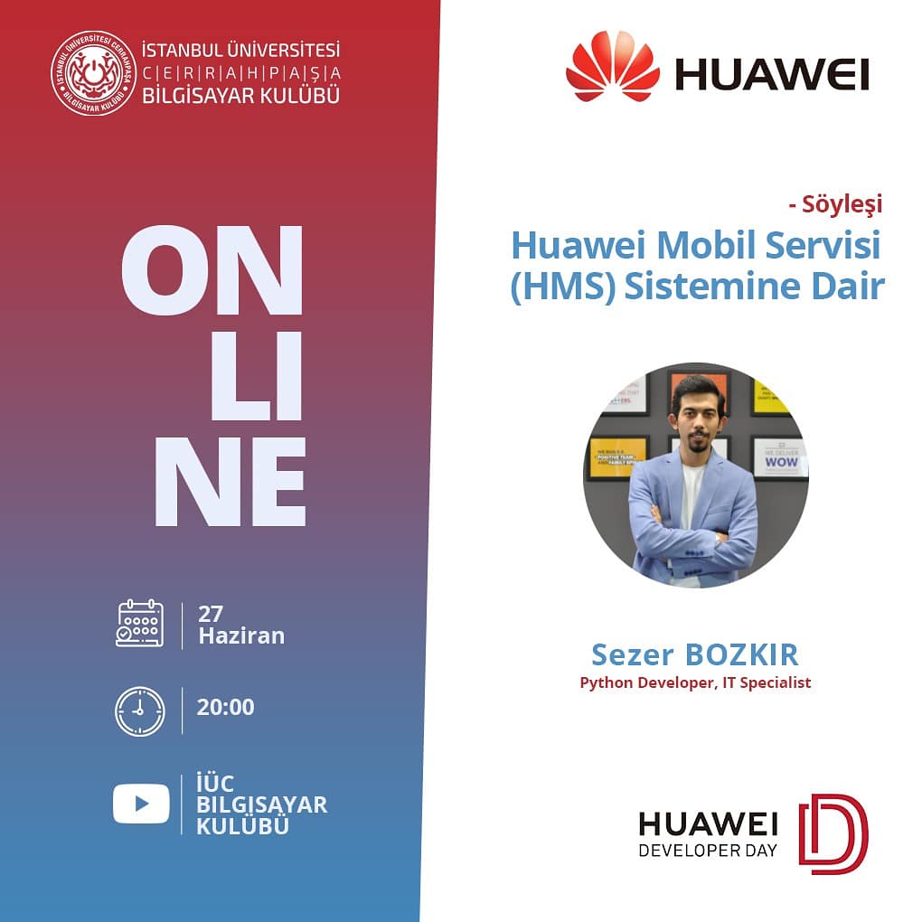 27 Haziran Cumartesi, saat 20:00'da Huawei ile "Huawei'de Kullanılan Mobil Teknolojiler" üzerine bir soru cevap etkinliği gerçekleştireceğiz. Etkinlik geçen seferki gibi YouTube kanalımızdan canlı yayınlanacak. Yayın linkini etkinlik günü paylaşacağız. Hepinizi bekliyoruz.