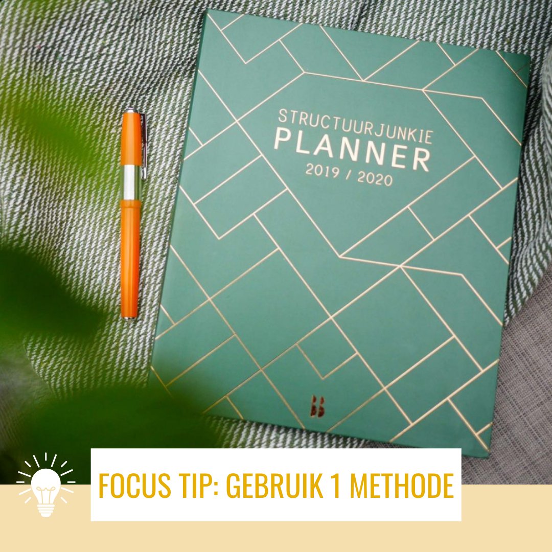 Focus tip 1 --> Gebruik 1 methode. Ik gebruik de Structuurjunkie planner al een hele poos en die werkt super voor mij! Heb je mijn podcast over het boek Focus aan/uit gemist? Check 'Innovatie Tussendoortje' of kijk op soundcloud: soundcloud.com/sannekelangend…