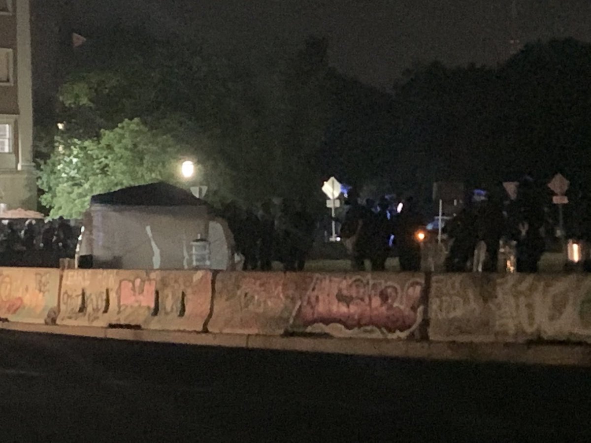 The “Radical Library” tent from my last thread has been slashed. Police cut down tents left behind protesters when they arrived, a bystander tells me.