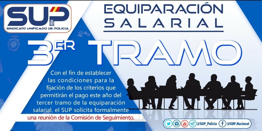 Sup_Policia's tweet photo. Esperamos lo prometido desde enero.
El #TercerTramo, parte del Acuerdo de #EquiparacionSalarial, debe cumplirse porque es de justicia
Exigimos reunión con Ministro de @interiorgob #Marlaska para tratar el reparto y la ejecución del resto de clausulas
 #42AñosConquistandoDerechos https://t.co/F5kMGVVicc