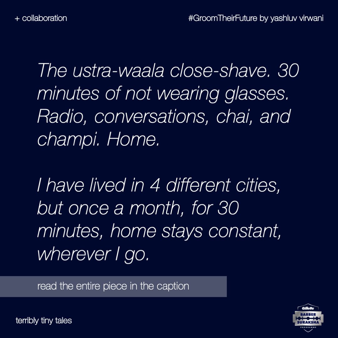 terriblytiny's tweet photo. Know more about Gillette's initiative to give back to the barber community in these times, and check out their sweet ode to these magic makers at https://t.co/vspYFXzl5S
#GroomTheirFuture
read the full piece - https://t.co/PmW7SCgLdi
@GilletteIndia https://t.co/xGWKDLZNE8