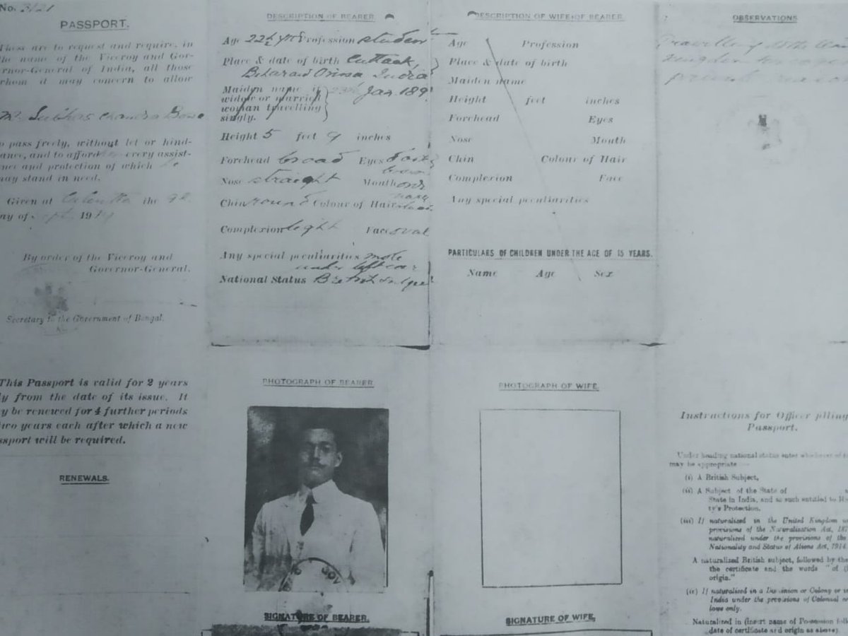 Passport of  #Netaji  #SubhasBabu  #Bose Year 1919 
