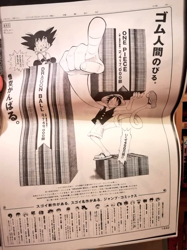 One Pieceが大好きな神木 スーパーカミキカンデ 00年5月29日の読売新聞 今ならワンピースと鬼滅の刃でも作れそう