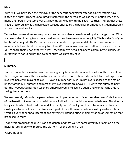 Dear  @FiGuide  @IRISHFI1  #footballindex The thoughts on the M.E. and the current discourse on  #ficommunity Twitter. I apologise for the length but we're not allowed to discuss this on other forums.I hope to diversify the debate a little on the M.E. and encourage discussion.