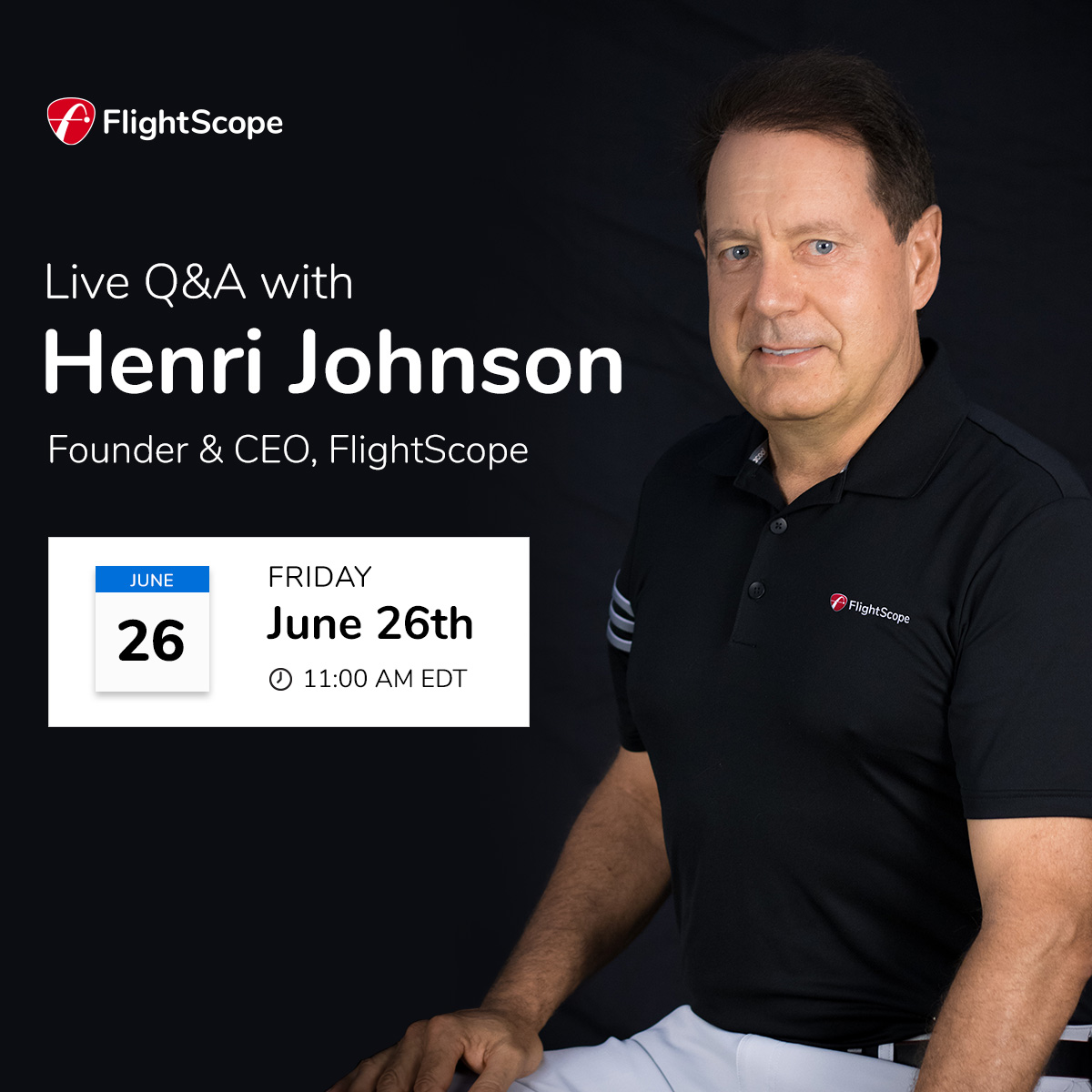FlightScopeGolf's tweet image. Join us this Friday, June 26 at 11:00AM EDT for a LIVE Q&amp;amp;A with #FlightScope Founder and CEO, Henri Johnson!

Register: bit.ly/2VdZXEp

#FlightScope #FlightScopeFamily