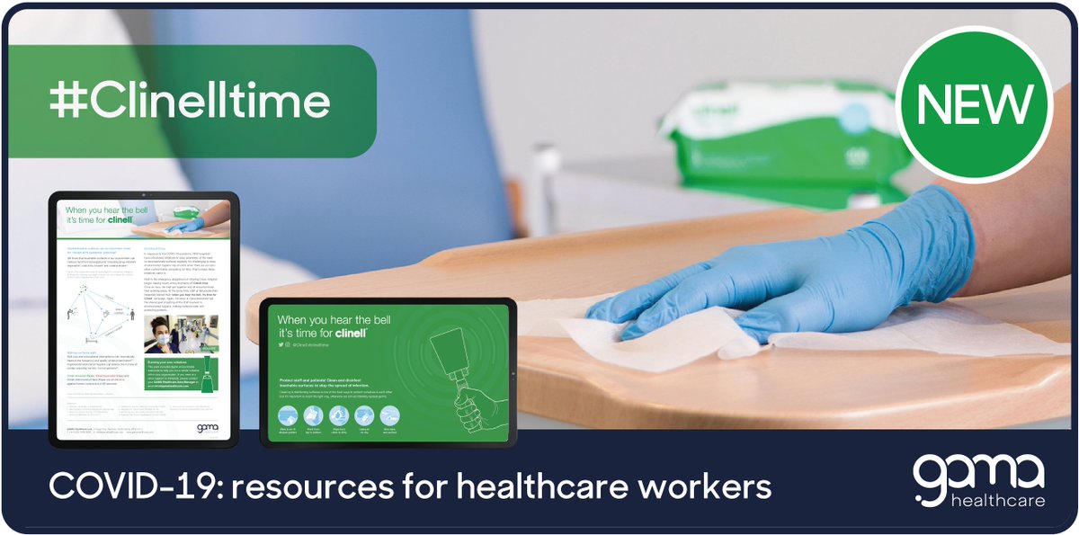 GamaHealthcare's tweet photo. We've just added the Clinell Time download pack to our COVID-19 resources page. We designed this pack to help you run your own #ClinellTime initiatives to keep environmental hygiene top of mind https://t.co/LGTiZTNyJ0 #covid19 #infectionprevention #bellforclinell #clinelloclock https://t.co/kfGwF9TECO