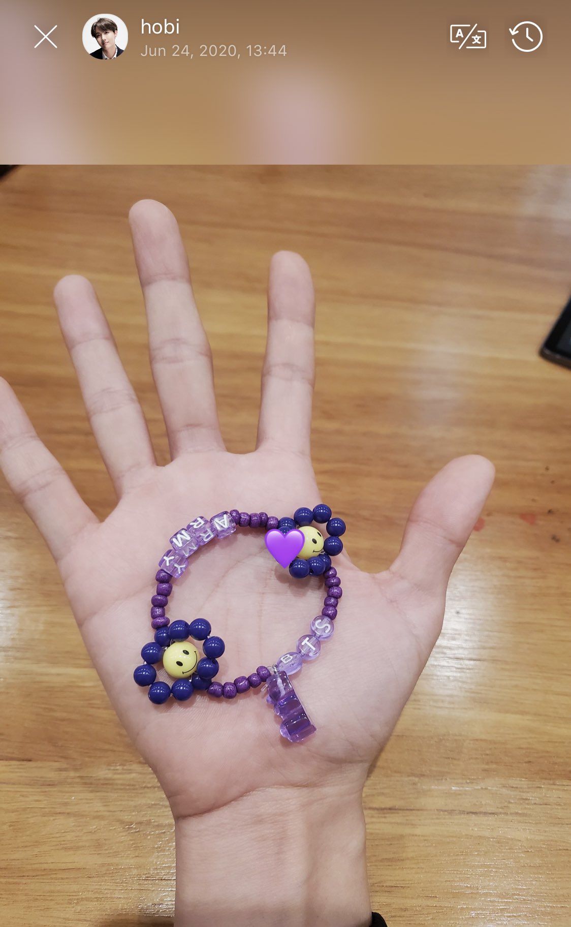 BTS UK on X Weverse JHOPE Is the bracelet for ARMY that he made this morning on his VLive https t msJbWyeWqE X