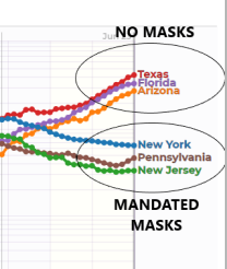 DrDLT3's tweet photo. The USA data is clear and it says #WearADamnMask 

#MaskAmerica #TexasCOVID #Florida #Arizona #NewYorkTough #Pennsylvania #NewJersey 

@realDonaldTrump @donlemon @FoxNews https://t.co/lYgXAEdVZz