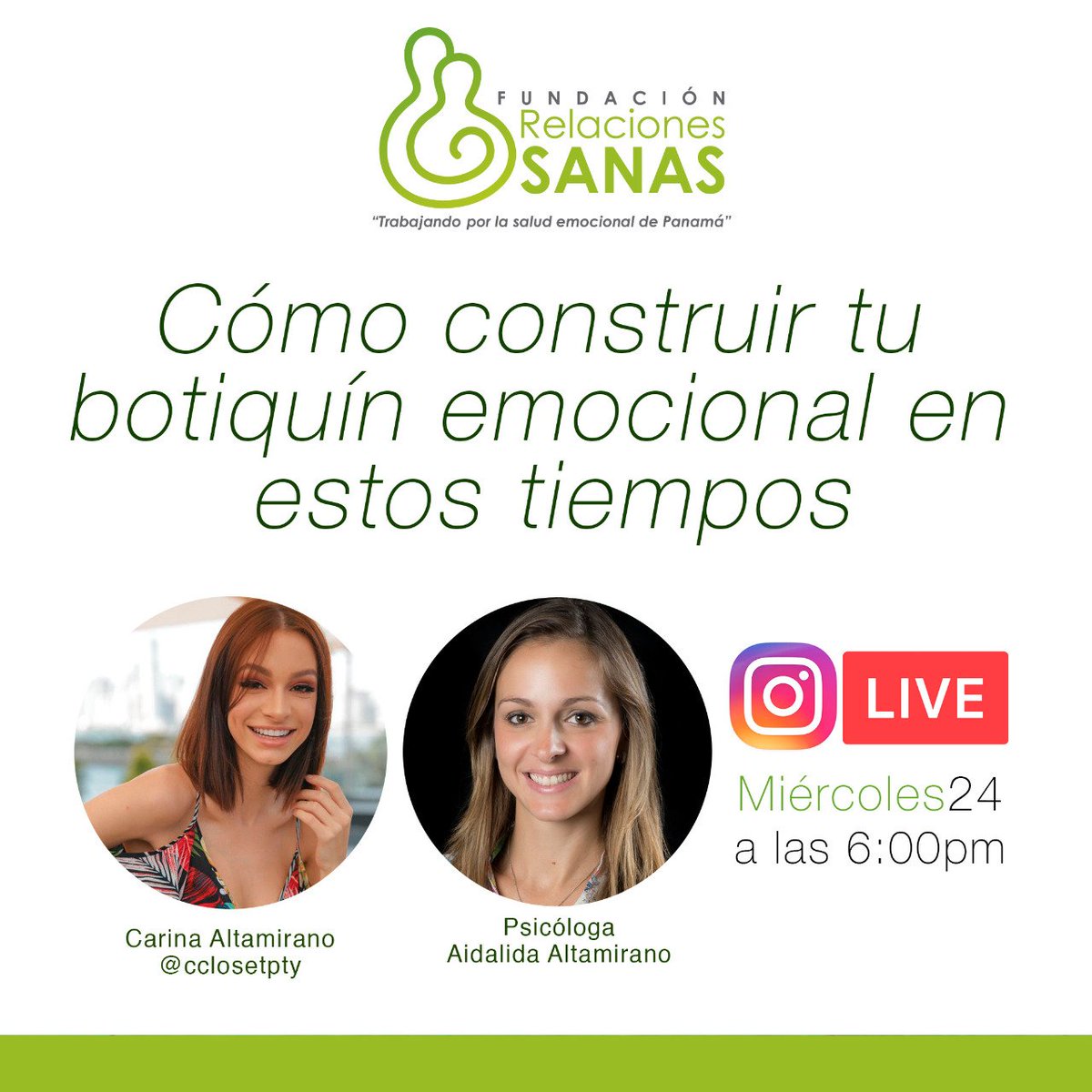 Hoy no te pierdas nuestras  transmisiones en vivo a través de nuestra cuenta de Instagram instagram.com/fundacionrelac… 

Nos acompañan dos invitadas especiales <a href="/estefi_varela/">Estefania Varela</a>
y Carina Altamirano <a href="/cclosetpty/">Carina Altamirano</a> 

#ElArteDeCuidarte