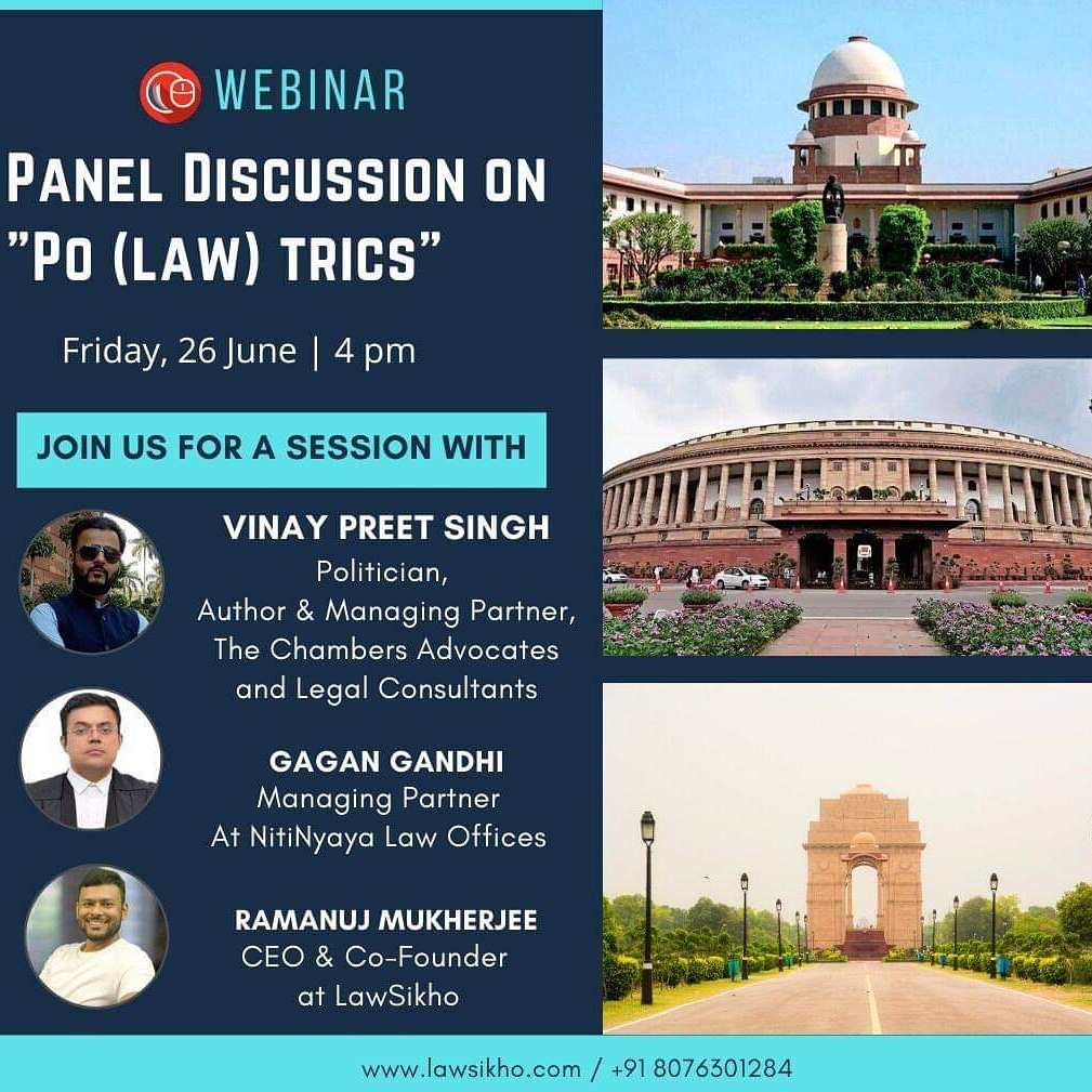 Register at bit.ly/2YodFWY  for a session on "Po (Law) Trics" organised by LawSikho.com