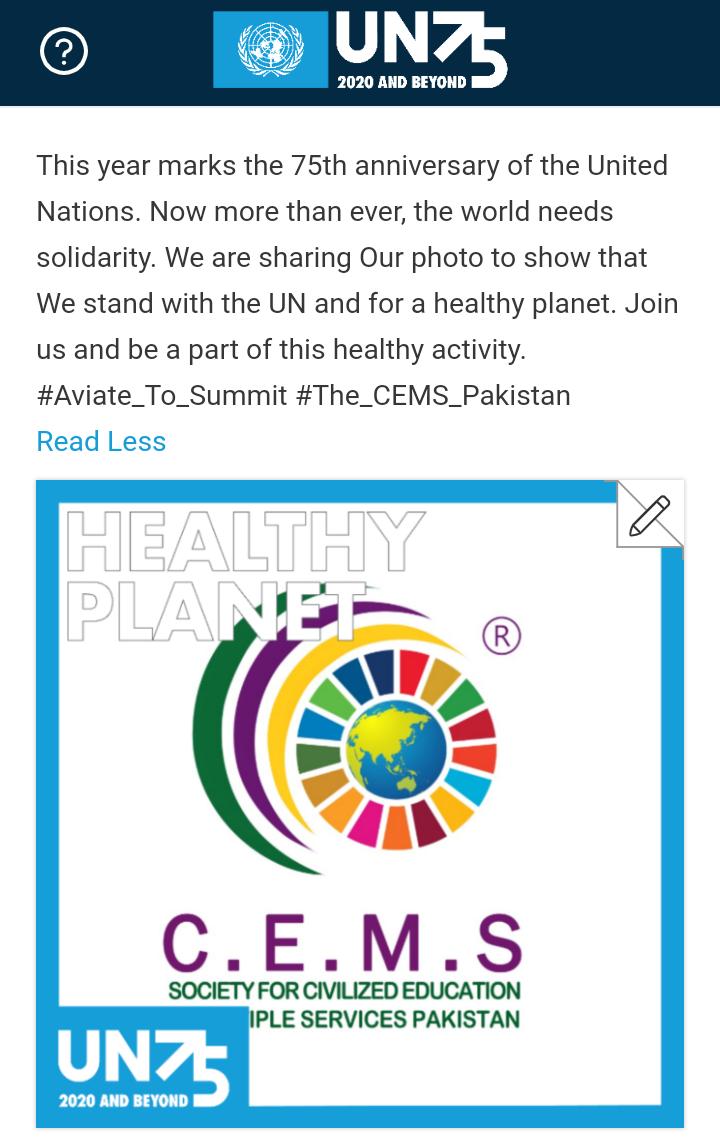 cemspakistan's tweet photo. The Only Enterprise of Hyderabad working on SDGs Globally...❤
#UnitedNations 
#Youth2020-2030
#AviateToSummit
#CEMSPakistan https://t.co/hlpivAOAv2