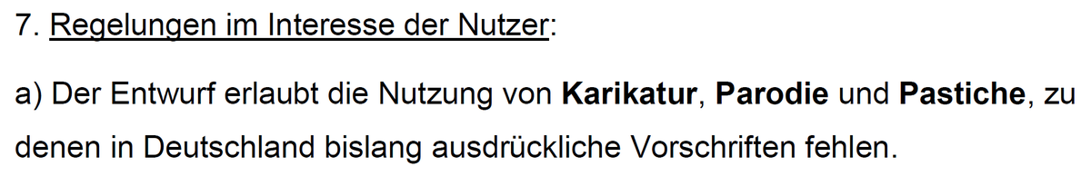  #UserGeneratedContent wird legal, realisiert über eine Bagatellgrenze. Das ist gut, noch besser ist, dass UrheberInnen dafür eine Pauschalvergütung bekommen. Das bedeutet,  #Memes, Teil der Internetkultur, werden legal! Hier wird eine rechtliche Grauzone geschlossen.
