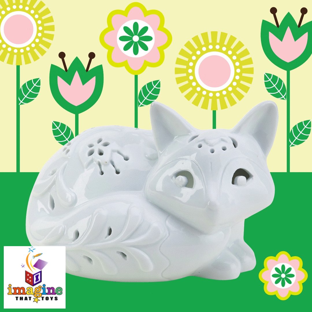 ImagineThatKS's tweet image. Q: When do you have to dance like a fox? 
A: When your doing the fox trot. 
Don’t worry, this art project is better than a dad joke! You get to design this ceramic fox and then add a battery operated candle to make it into a shining art project! 

#ImagineThatToys #brightstripes