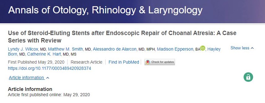 VUMC OtolaryngologyāHead and Neck Surgery (@vanderbiltent) on Twitter photo ICYMI, Lyndy J. Wilcox (<a href="/Wilcox_Voicebox/">Lyndy J Wilcox</a>) worked with <a href="/CincyChildrens/">Cincinnati Children's</a> researchers on this description of their experience with using steroid-eluting stents after endoscopic transnasal repair of choanal atresia, in <a href="/AnnalsofORL/">AnnalsofORL</a>: journals.sagepub.com/doi/full/10.11⦠ICYMI, Lyndy J. Wilcox (<a href="/Wilcox_Voicebox/">Lyndy J Wilcox</a>) worked with <a href="/CincyChildrens/">Cincinnati Children's</a> researchers on this description of their experience with using steroid-eluting stents after endoscopic transnasal repair of choanal atresia, in <a href="/AnnalsofORL/">AnnalsofORL</a>: journals.sagepub.com/doi/full/10.11ā¦