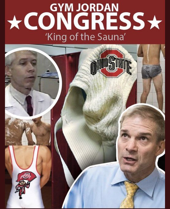 OhioStateAbuse's tweet photo. @Jim_Jordan Remember the sexual abuse in the @OhioState showers that you and others at the school turned a blind eye to? YOU BELONG IN JAIL, GYM. https://t.co/lkdjiS4PPg