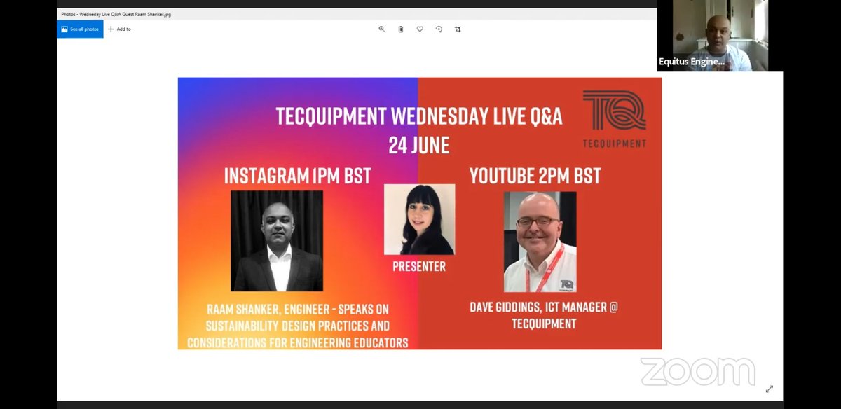 Watch <a href="/raam_s13/">🇮🇳Raam Shankar🇬🇧</a> from @Equitus_ go live with <a href="/TecQuipment/">TecQuipment</a>  talking about #innovation #Engineering &amp; #sustainabledevelopmentgoals 
Follow the link:

youtube.com/watch?v=nZD2Rw…

2pm (BST)