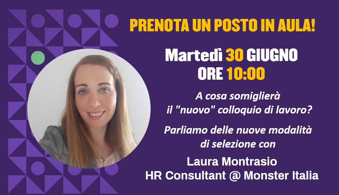 "A cosa somiglierà il nuovo #colloquio di lavoro?"

È il tema del prossimo webinar gratuito pensato per chi è alla ricerca di #lavoro.

📆 Martedì 30 giugno ore 10:00

Strumenti, tecniche e modelli utilizzati dai #recruiter nel "post #coronavirus".

👇🏻
webikeo.com/webinar/nuove-…