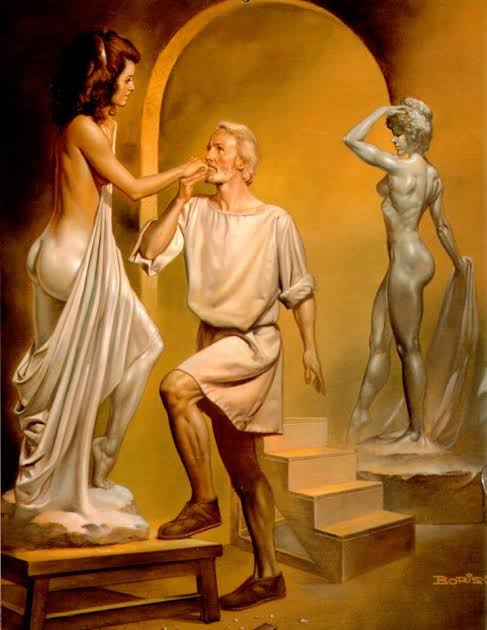 Ndak lama kemudian, Pygmalion tiba di rumah. Dirinya langsung menuju studio untuk menemui Galathea. Didepan patung itu, Pygmalion menatap dan mencium tangan Galathea. Menyapa kalo dirinya udah kembali di rumah. Tapi Aneh. Terasa hangat.