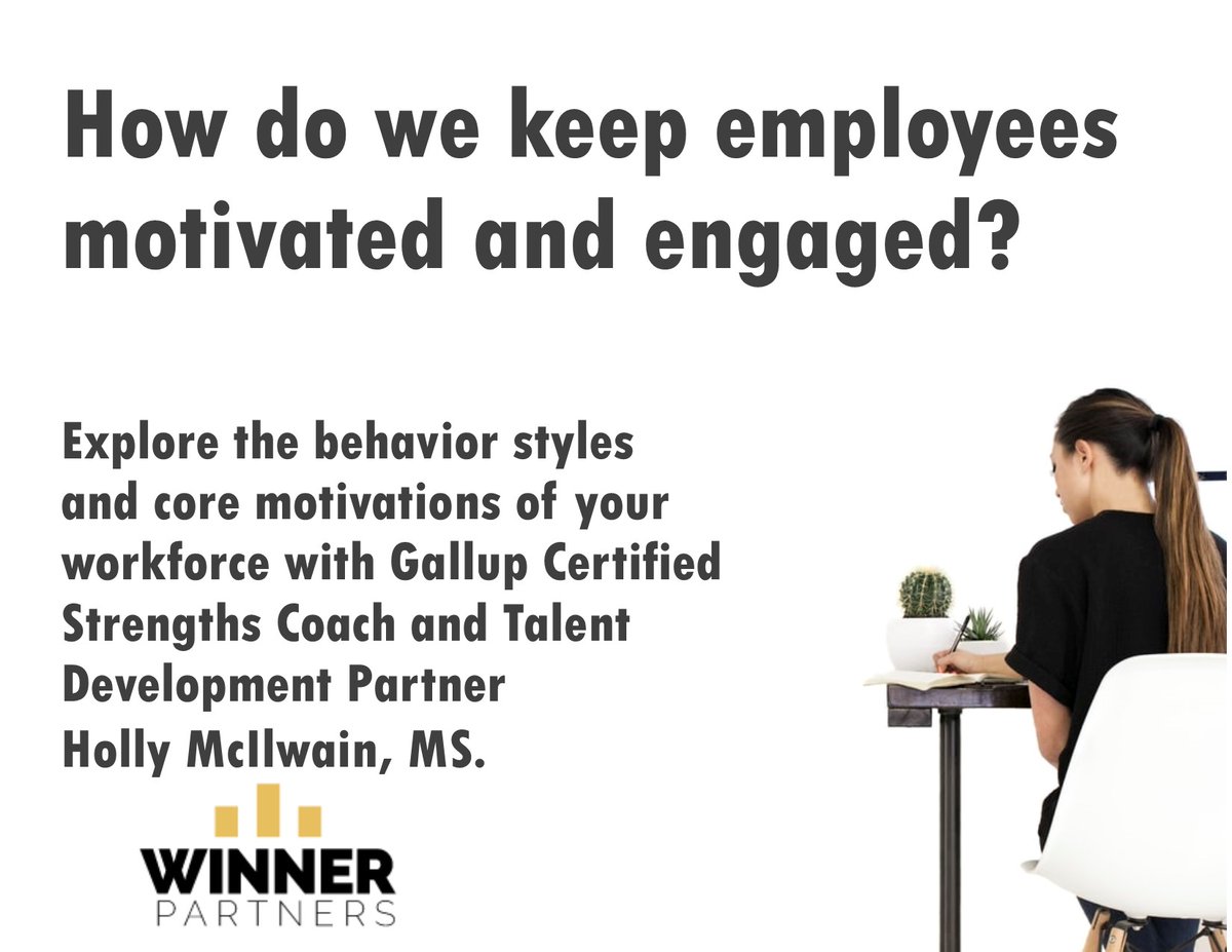 WinnerPartners's tweet photo. What happens when employees are motivated and engaged?
Reduced turnover.
Greater productivity.
Increased profitability.
Learn more at https://t.co/cQMUdEMrb5
and tap into our team for execution!
#gallup #EmployeeEngagement #WorkRelations #Retention #EmployeeMatters https://t.co/NwaDdOPvgm