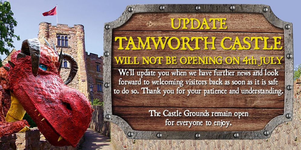 TamworthCastle's tweet image. 🏰Important announcement for #TamworthCastle🏰 
In order to protect the health and safety of our visitors and staff, the castle will not be reopening on 4 July. Thank you for your understanding at this time. We hope to see you all as soon as it is safe to do so. #Staysafe