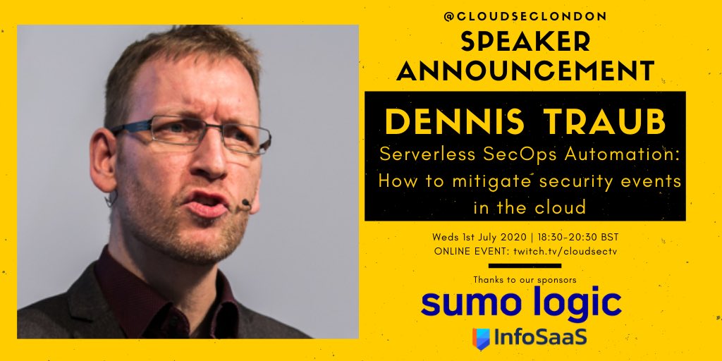 Really excited to announce <a href="/dtraub/">Dennis Traub</a> as our second speaker for next weeks meetup. 🚀 

Only 1 week away and reminder we are ONLINE so everyone welcome! 🌍 

cloudsecuritylondon.com