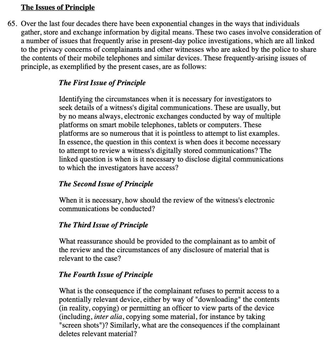 IMPORTANT RE: Disclosure of digital material held by Prosecution witnesses.CA addresses four 'issues of principle' that are commonly encountered in sexual offence cases. 1/2 https://www.bailii.org/ew/cases/EWCA/Crim/2020/790.html